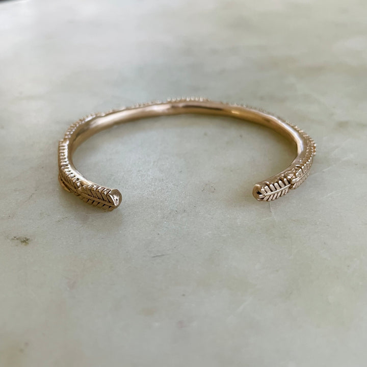 Handmade Bronze Mimosa Sprig Cuff Bracelet