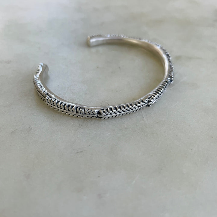 Handmade Silver Mimosa Sprig Cuff Bracelet