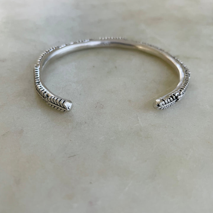 Handmade Silver Mimosa Sprig Cuff Bracelet