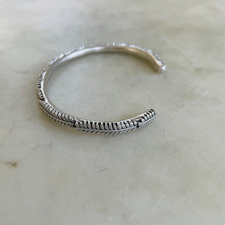 Handmade Silver Mimosa Sprig Cuff Bracelet