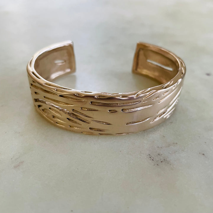 Handmade Bronze Pecky Cypress Cuff Bracelet