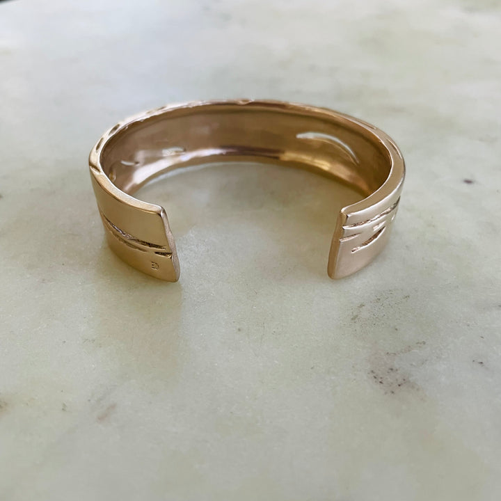 Handmade Bronze Pecky Cypress Cuff Bracelet