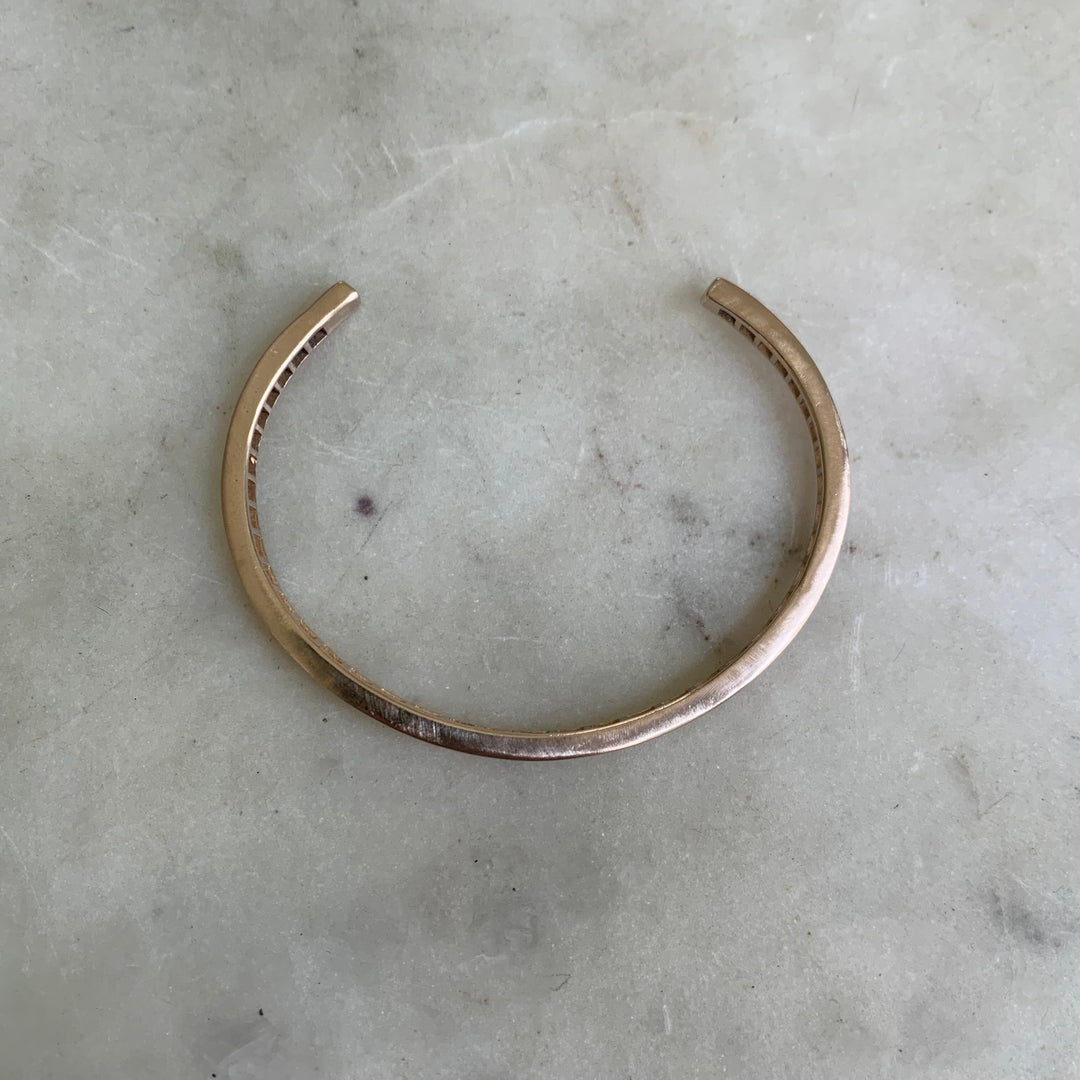 Handmade Bronze Single Row Grid Cuff Bracelet