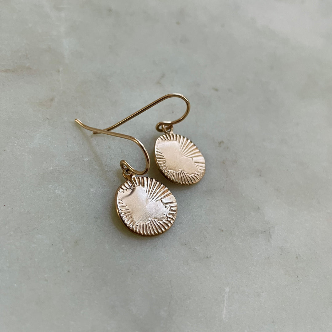 Handmade Bronze Louisiana Burst Earrings on Gold-Filled Ear Wires