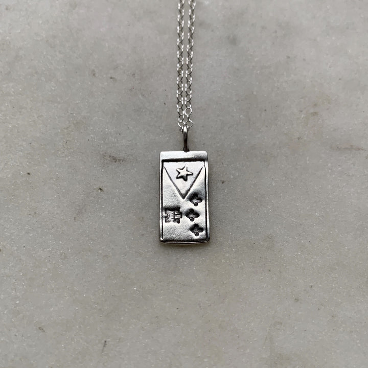 Handmade Sterling Silver Pendant Necklace Stamped with the Acadian Flag