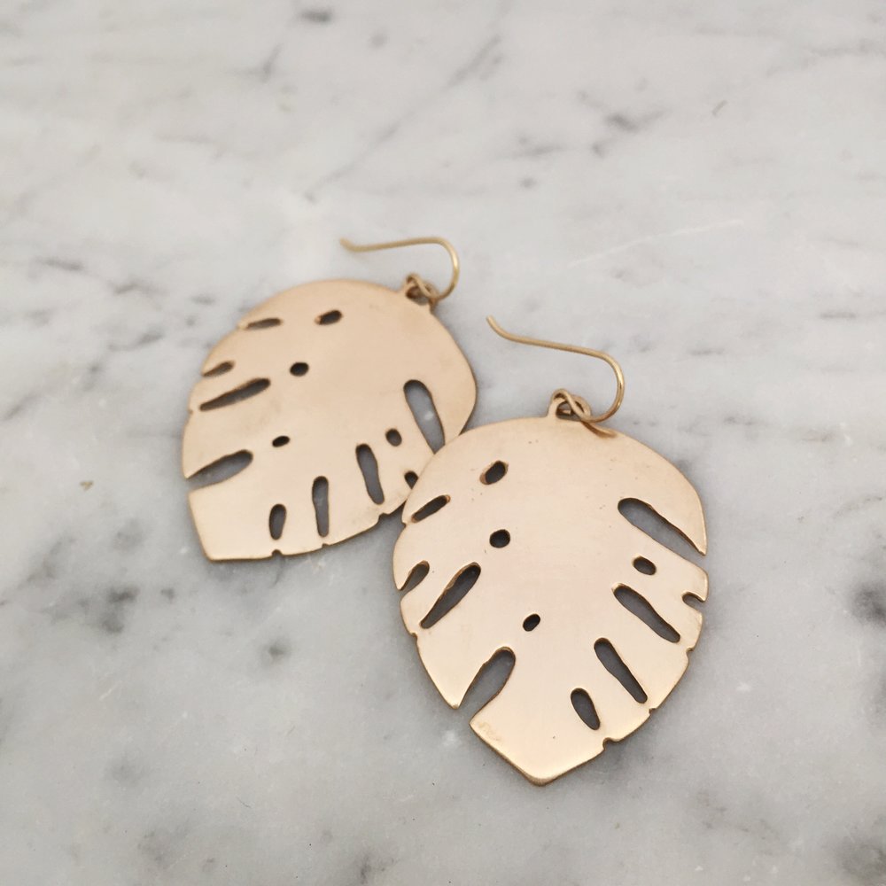 monstera plant earrings Monstera Leaf Earrings