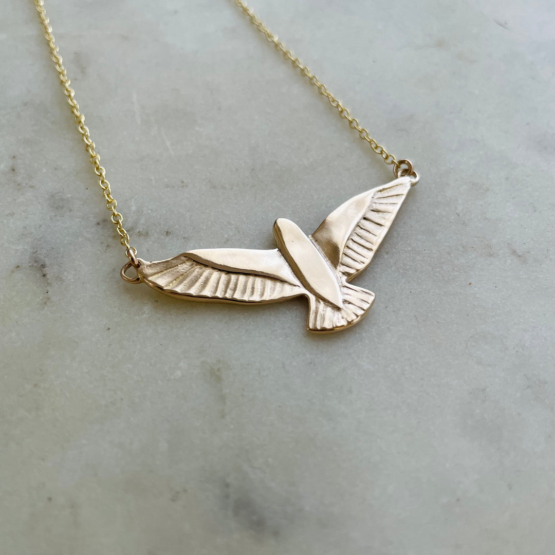 14k gold purple martin necklace