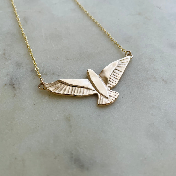 14k gold purple martin necklace