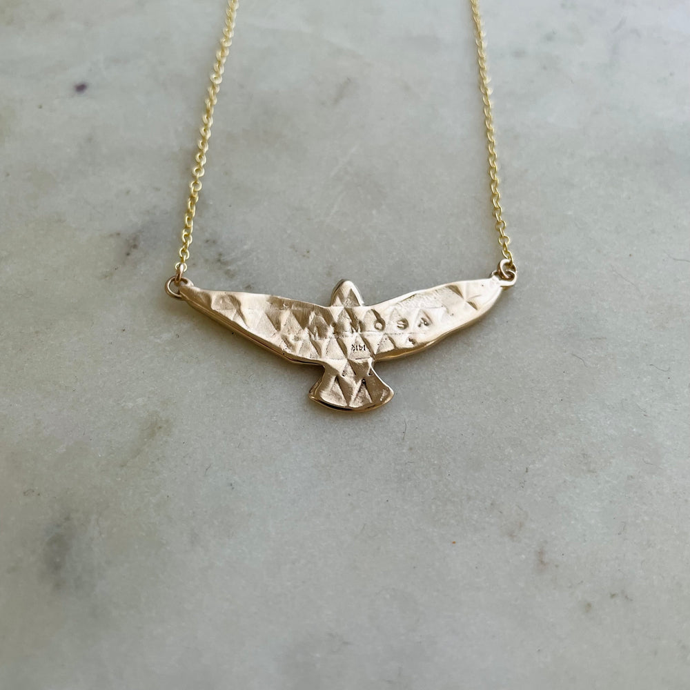 14k gold purple martin necklace
