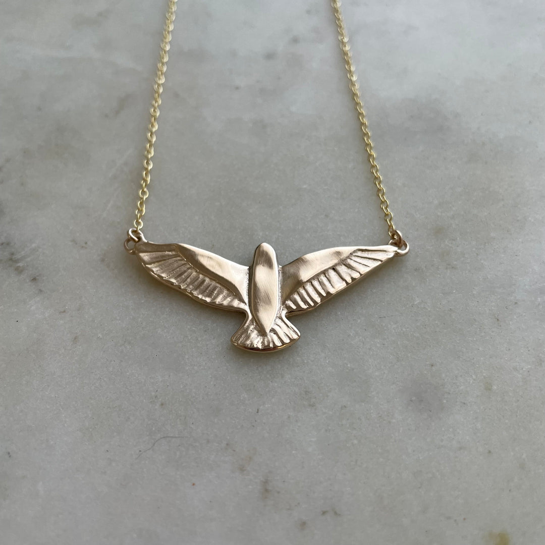 14k gold purple martin necklace