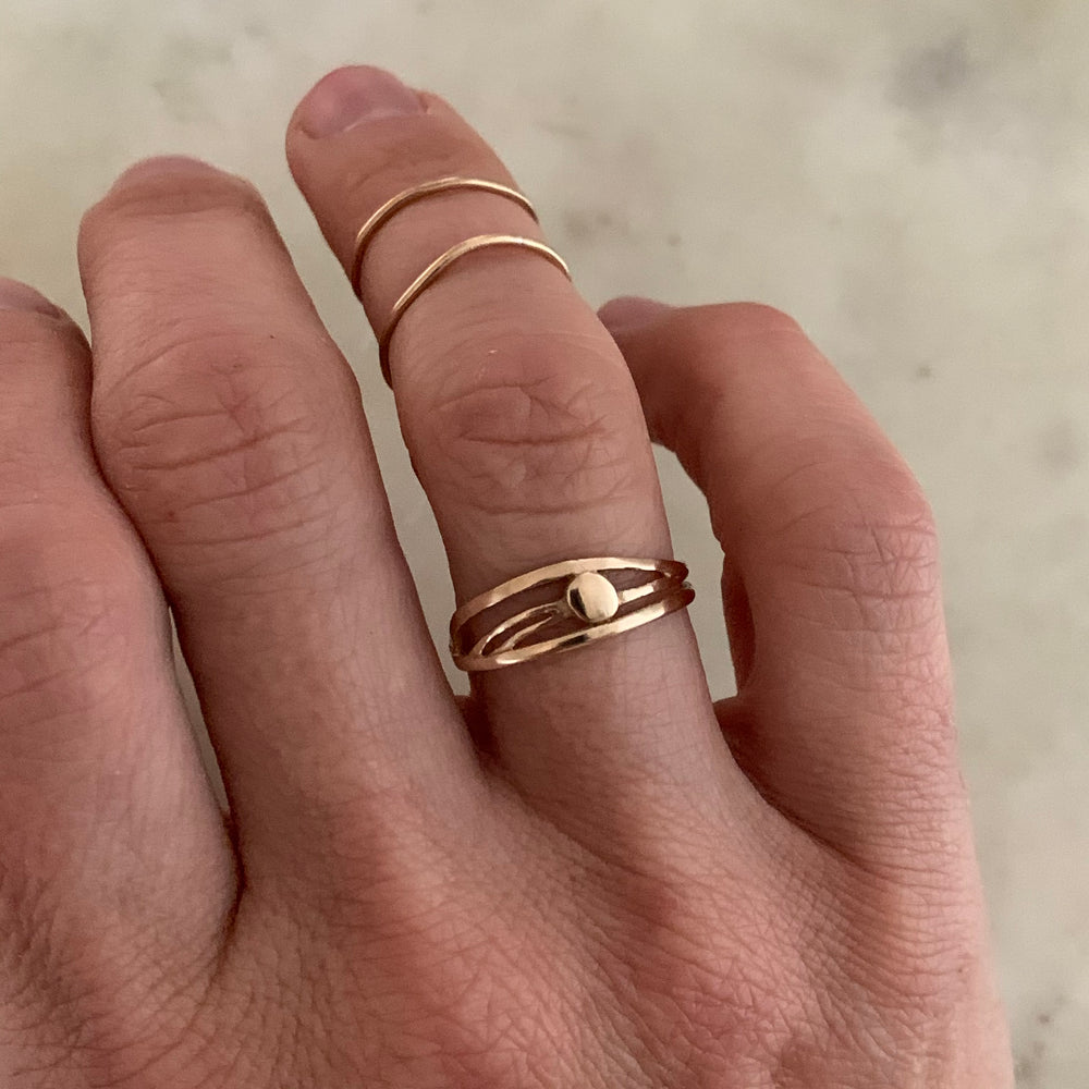 Woman Wearing Handmade Bronze Apricus Sun Ring