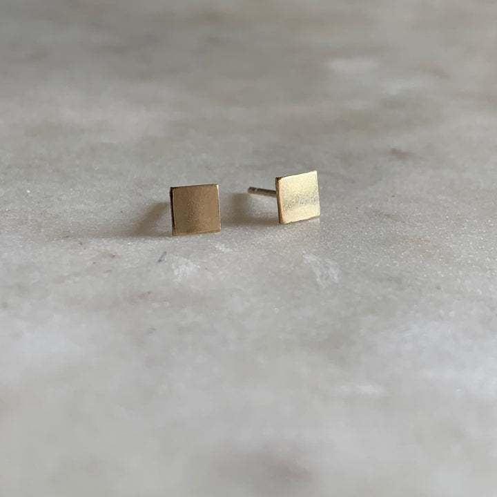 Gold-filled square stud earrings