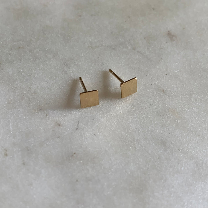 Gold-filled square stud earrings