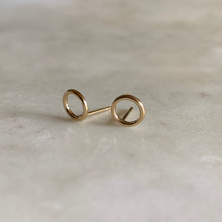 Gold-filled open circle stud earrings