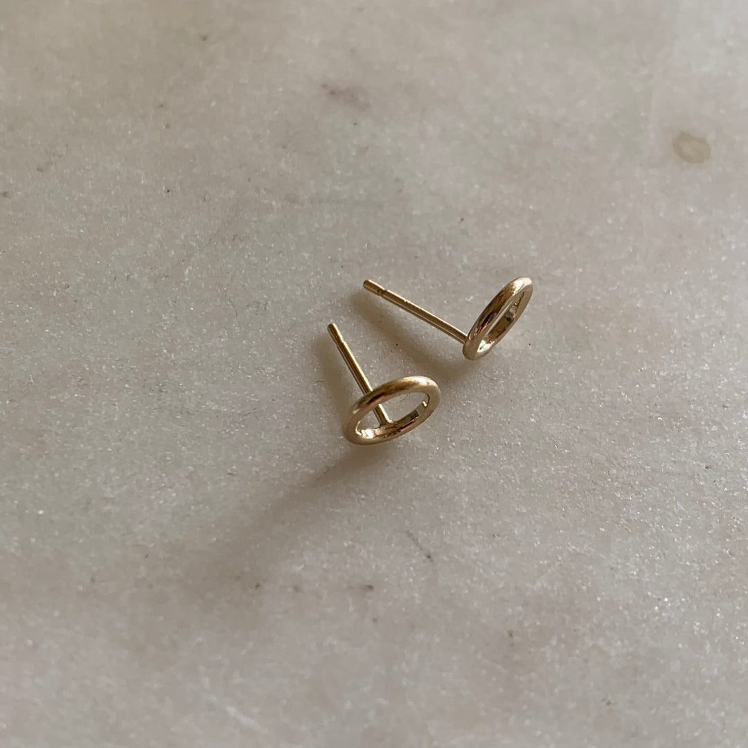 Gold-filled open circle stud earrings