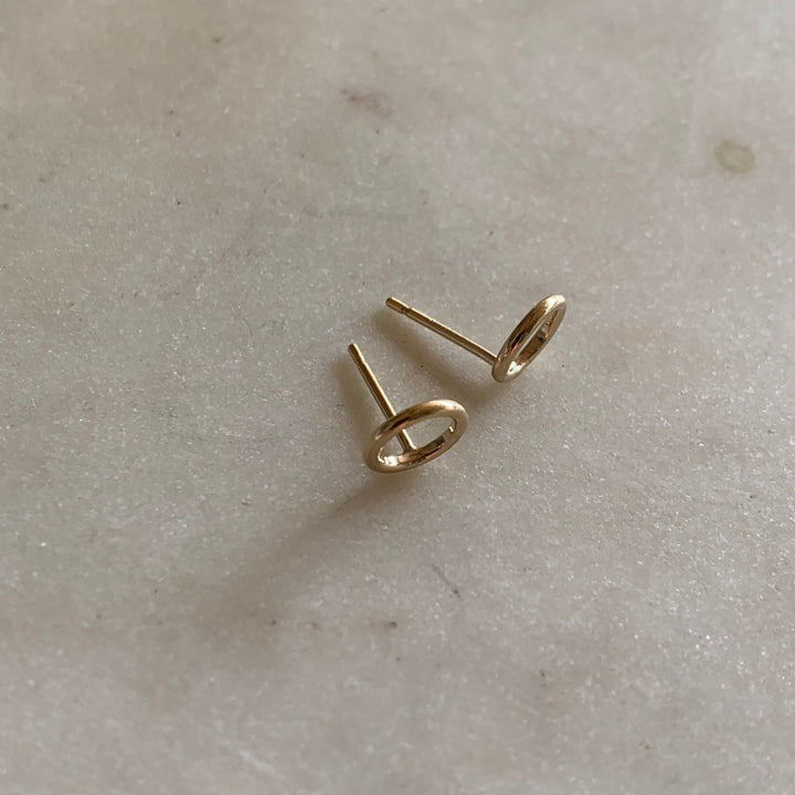 Gold-filled open circle stud earrings