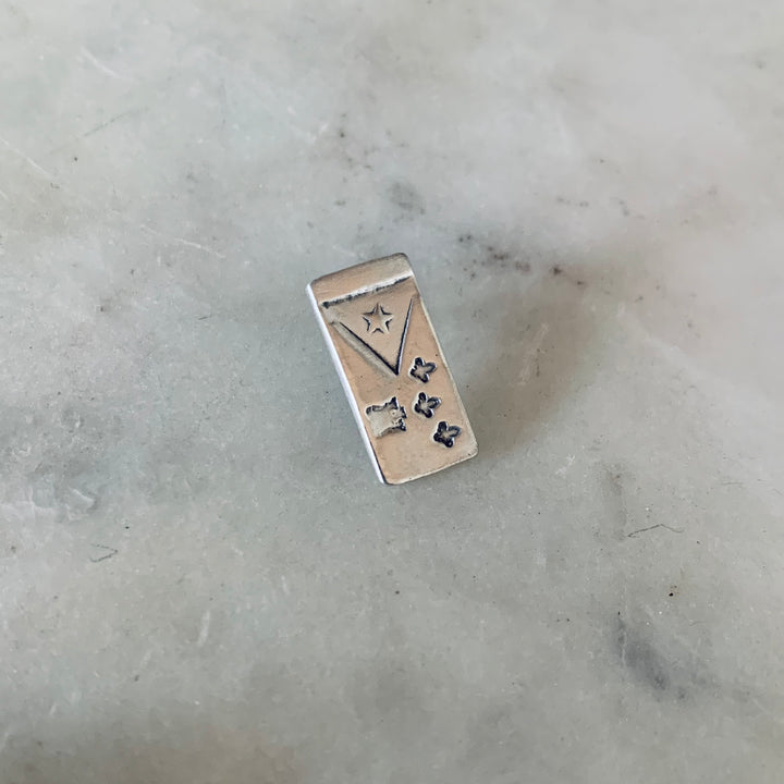 MIMOSA Handcrafted Acadian Flag Pin in Sterling Silver