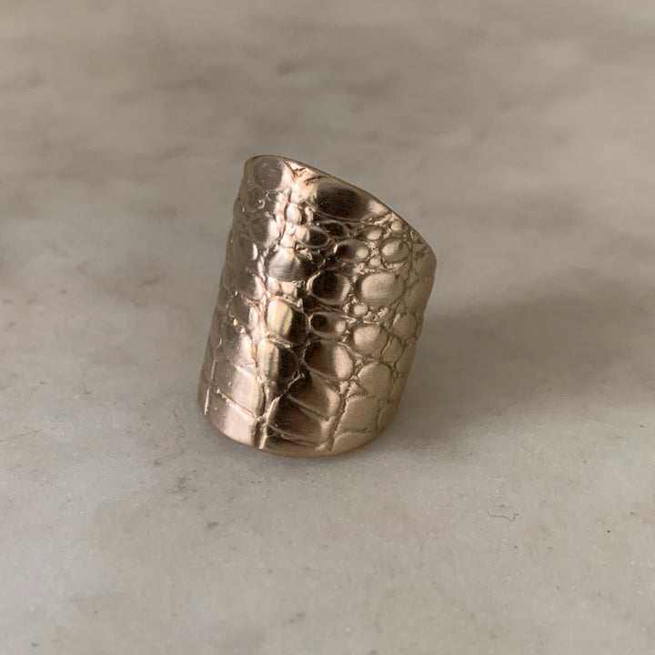 Handmade Bronze Alligator Skin Ring