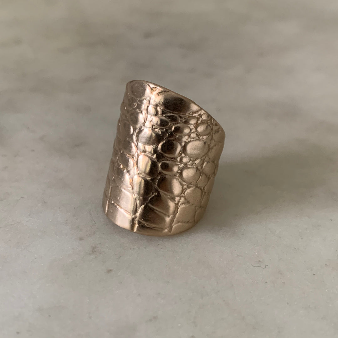 Handmade Bronze Alligator Skin Ring