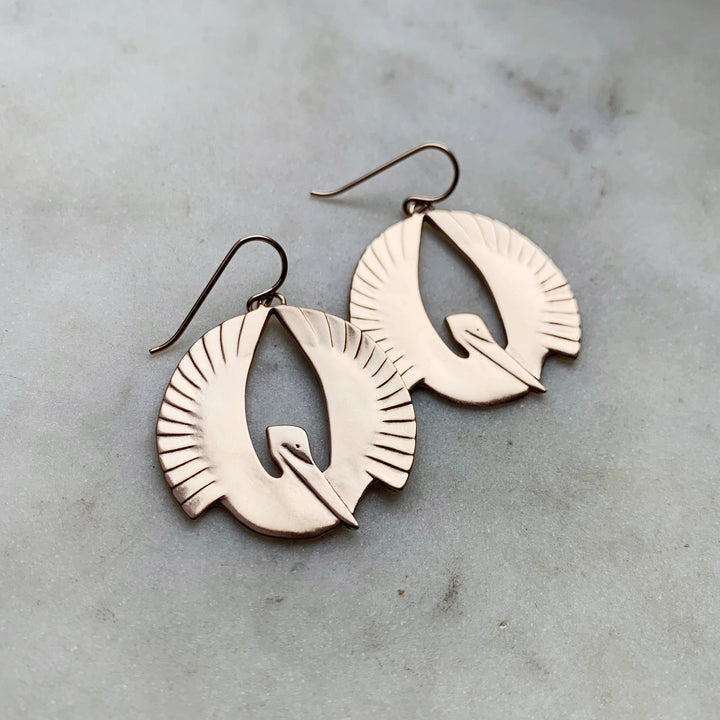 PELICAN EARRINGS - LARGE - MIMOSA Handcrafted Jewelry