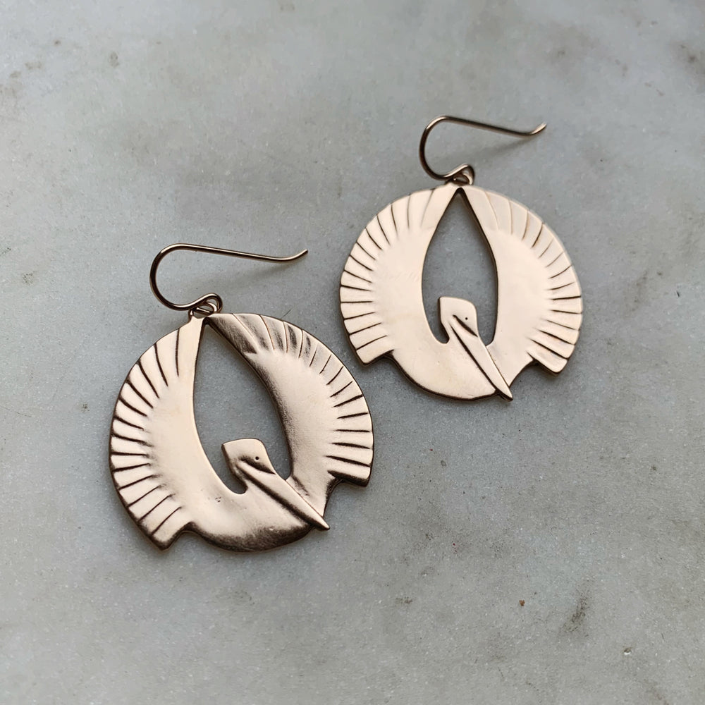 PELICAN EARRINGS - LARGE - MIMOSA Handcrafted Jewelry