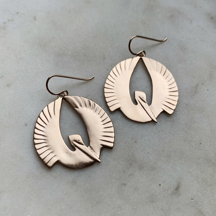 PELICAN EARRINGS - LARGE - MIMOSA Handcrafted Jewelry