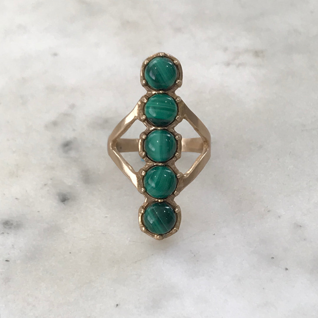 MALACHITE 5 STONE ROW RING - MIMOSA Handcrafted Jewelry