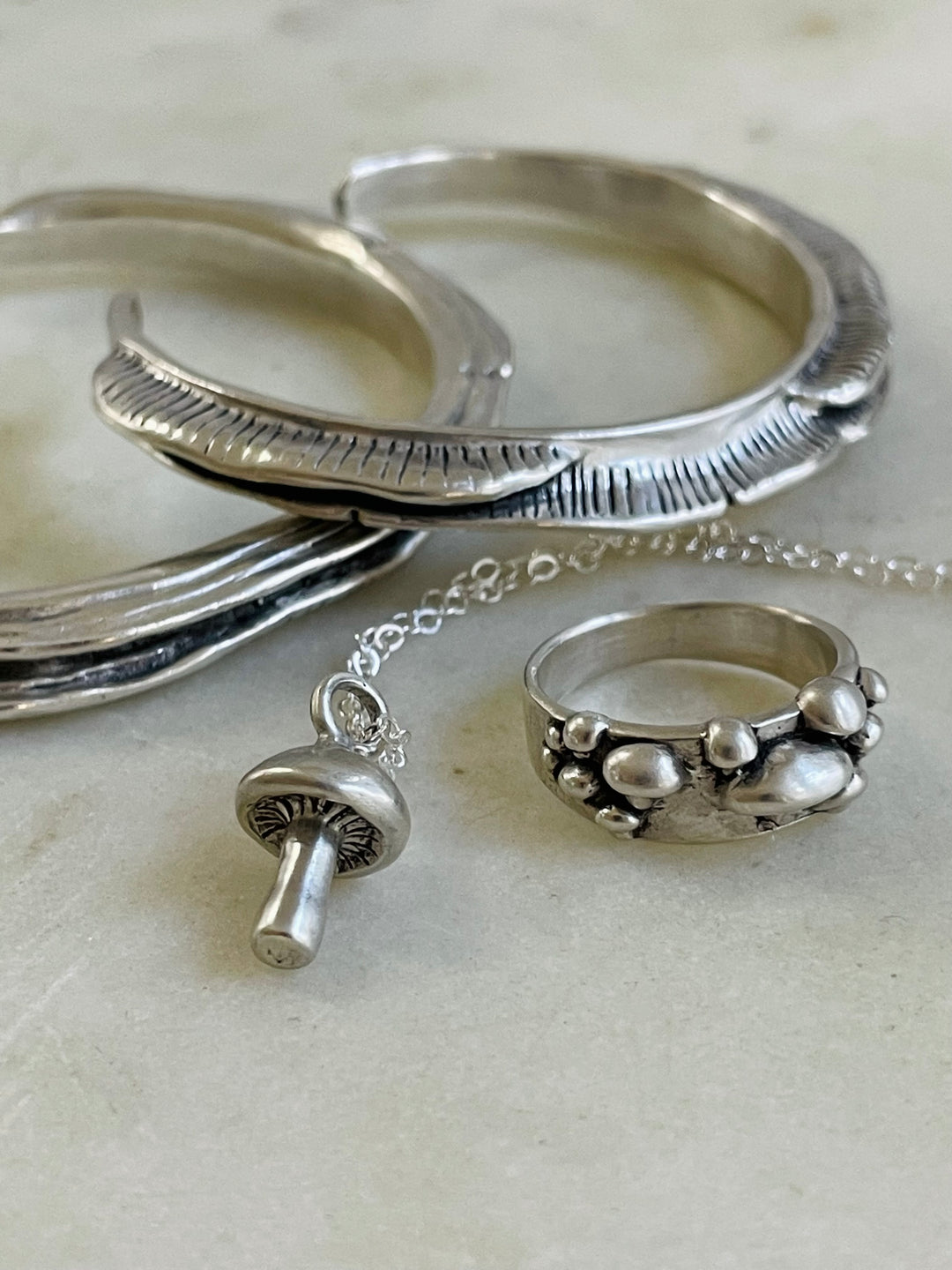 The MIMOSA Handcrafted Mushroom Jewelry Collection In Sterling Silver