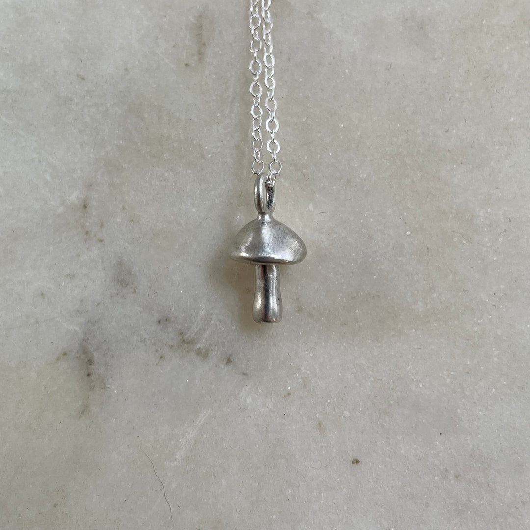 MIMOSA Handcrafted Sterling Silver Mushroom Necklace On A Sterling Silver Chain
