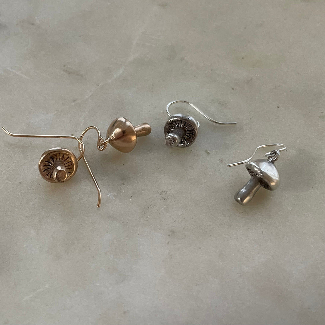 MIMOSA Handcrafted Bronze and Silver Mushroom Earrings