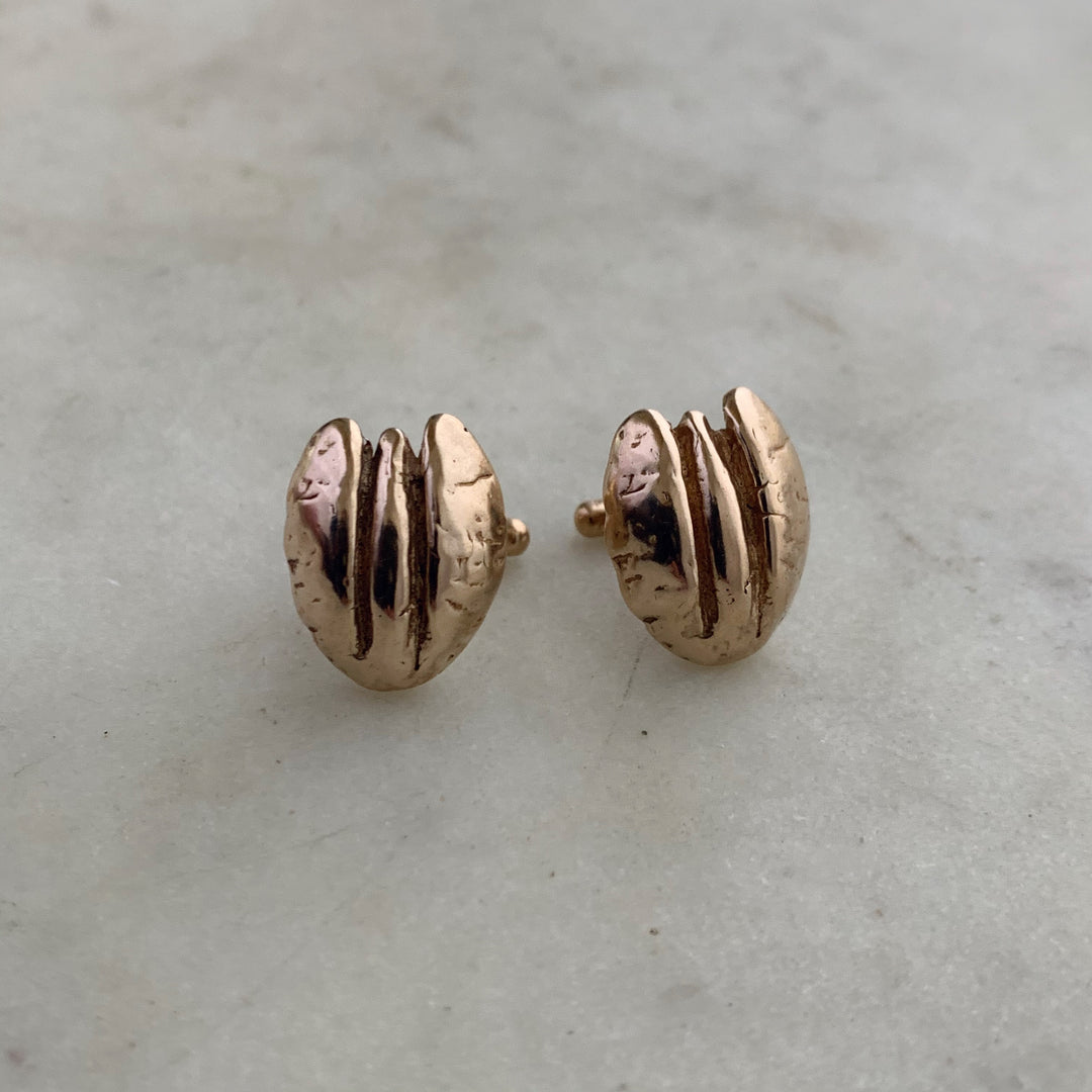 Handcrafted Bronze Pecan Cufflink Jewelry