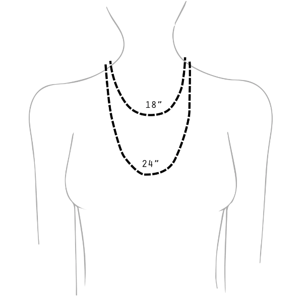 Necklace Chain Length Chart Showing 18 Inch And 24 Inch Chains