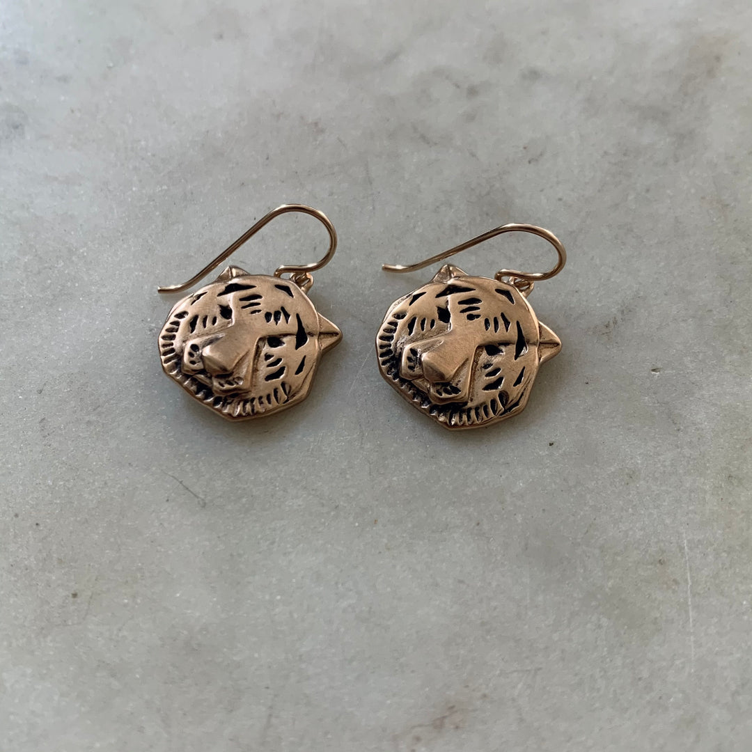 Bronze Tiger Earrings - MIMOSA Handcrafted Jewelry