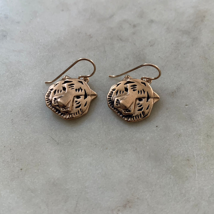 Bronze Tiger Earrings - MIMOSA Handcrafted Jewelry