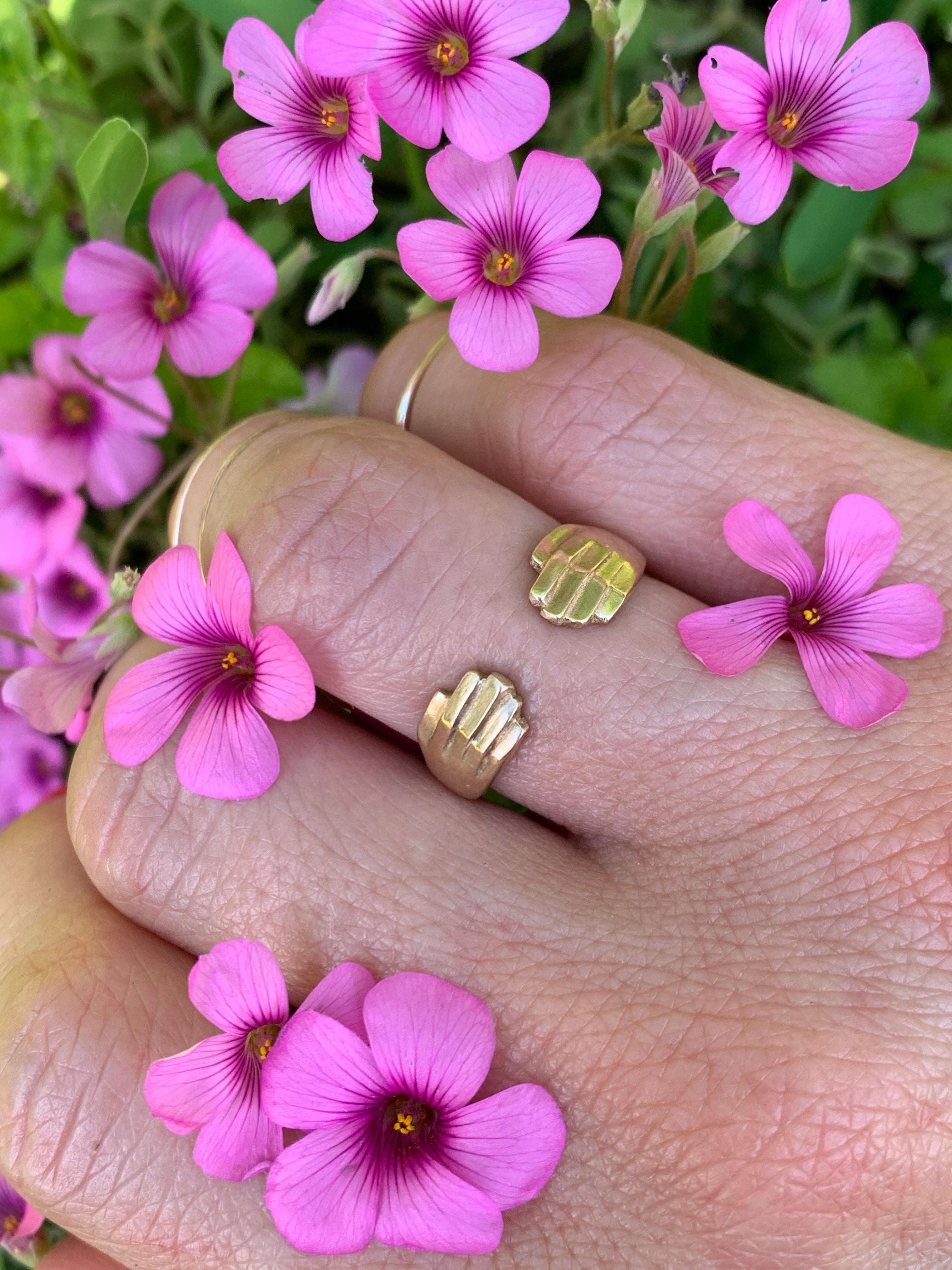 A Woman Wears The MIMOSA Handcrafted Hug Ring Jewelry
