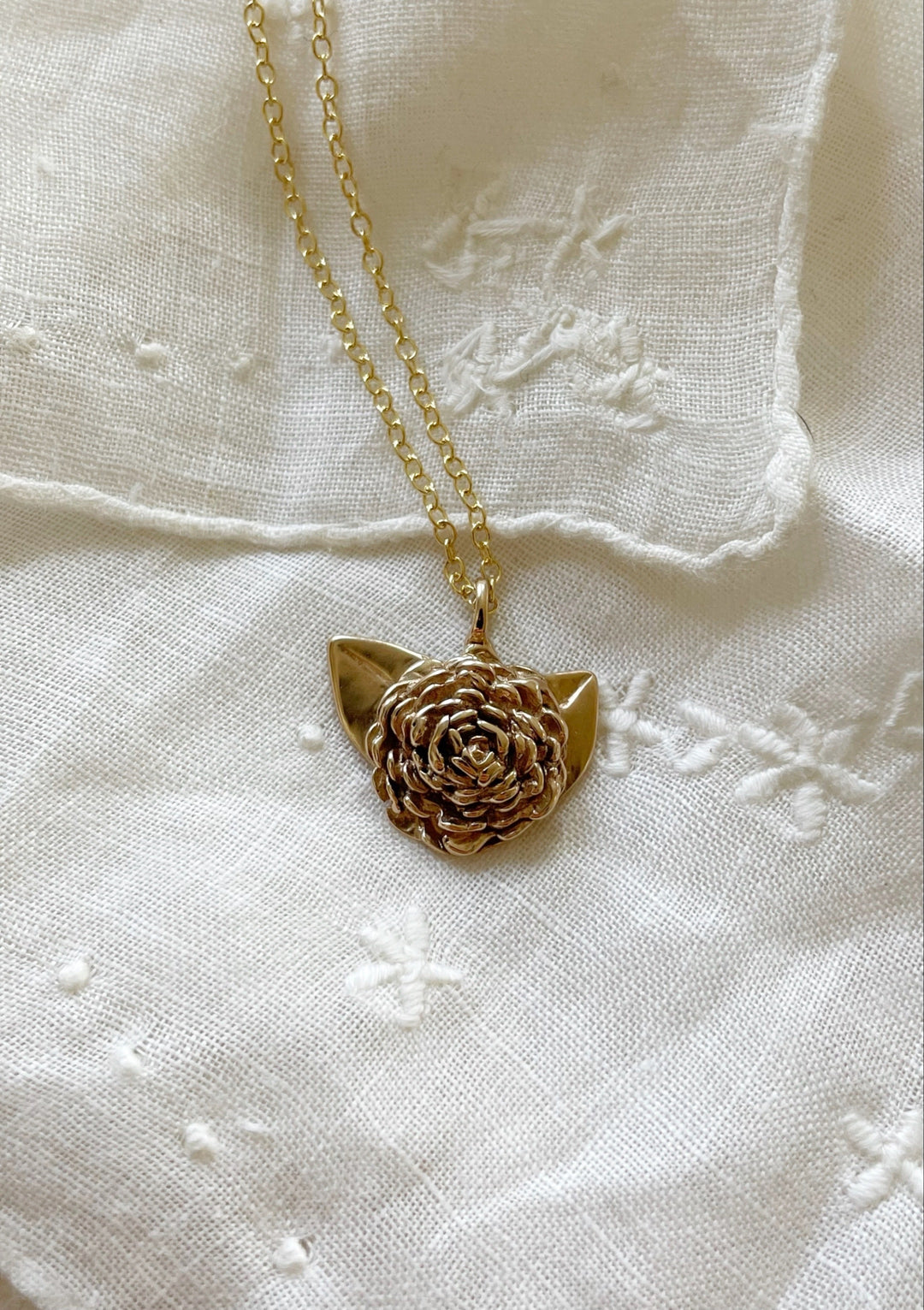 MIMOSA Handcrafted Camellia Flower Necklace In Bronze