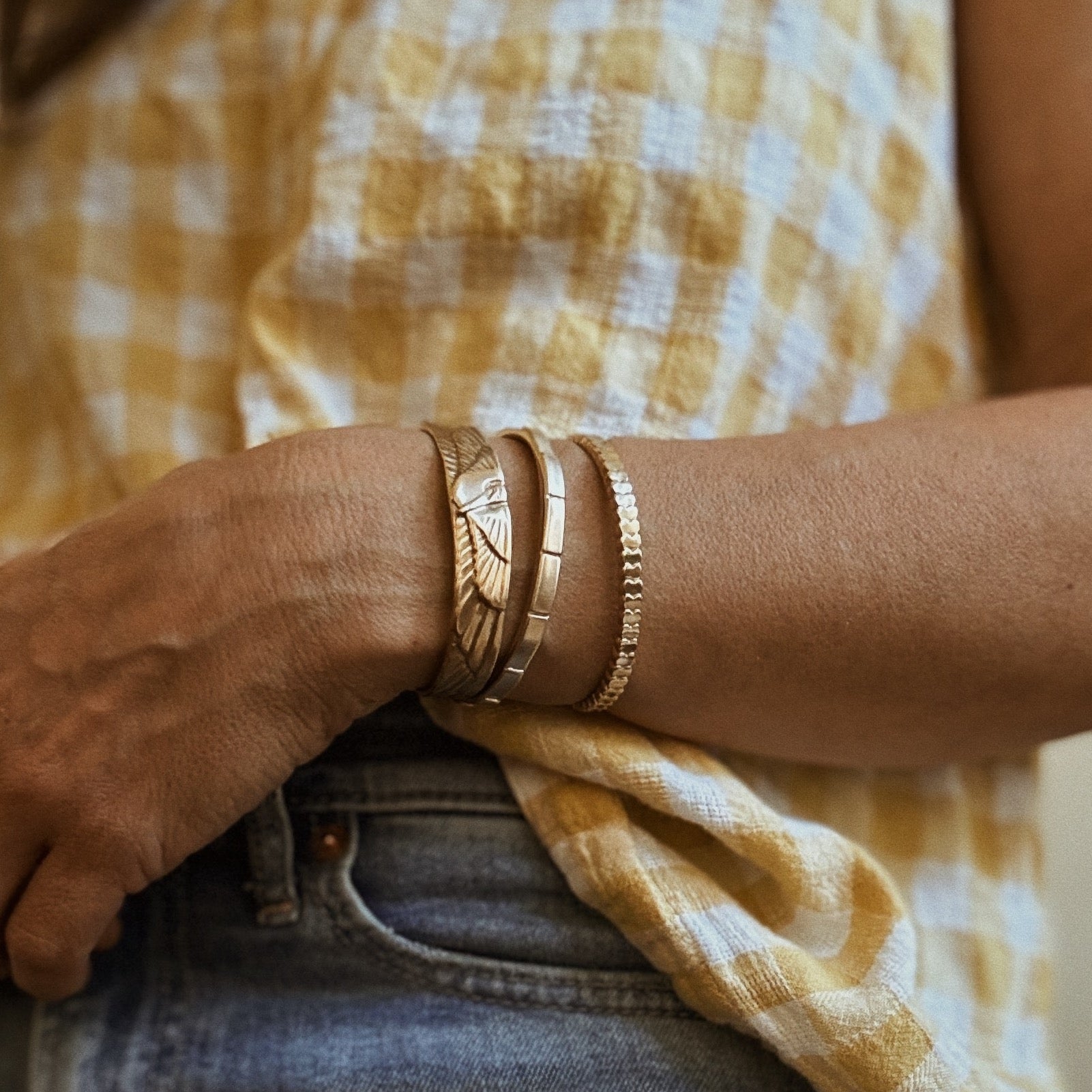 MIMOSA Handcrafted Petite Pelican Bracelet, Breathe Bracelet, and Heart to Heart Bracelet