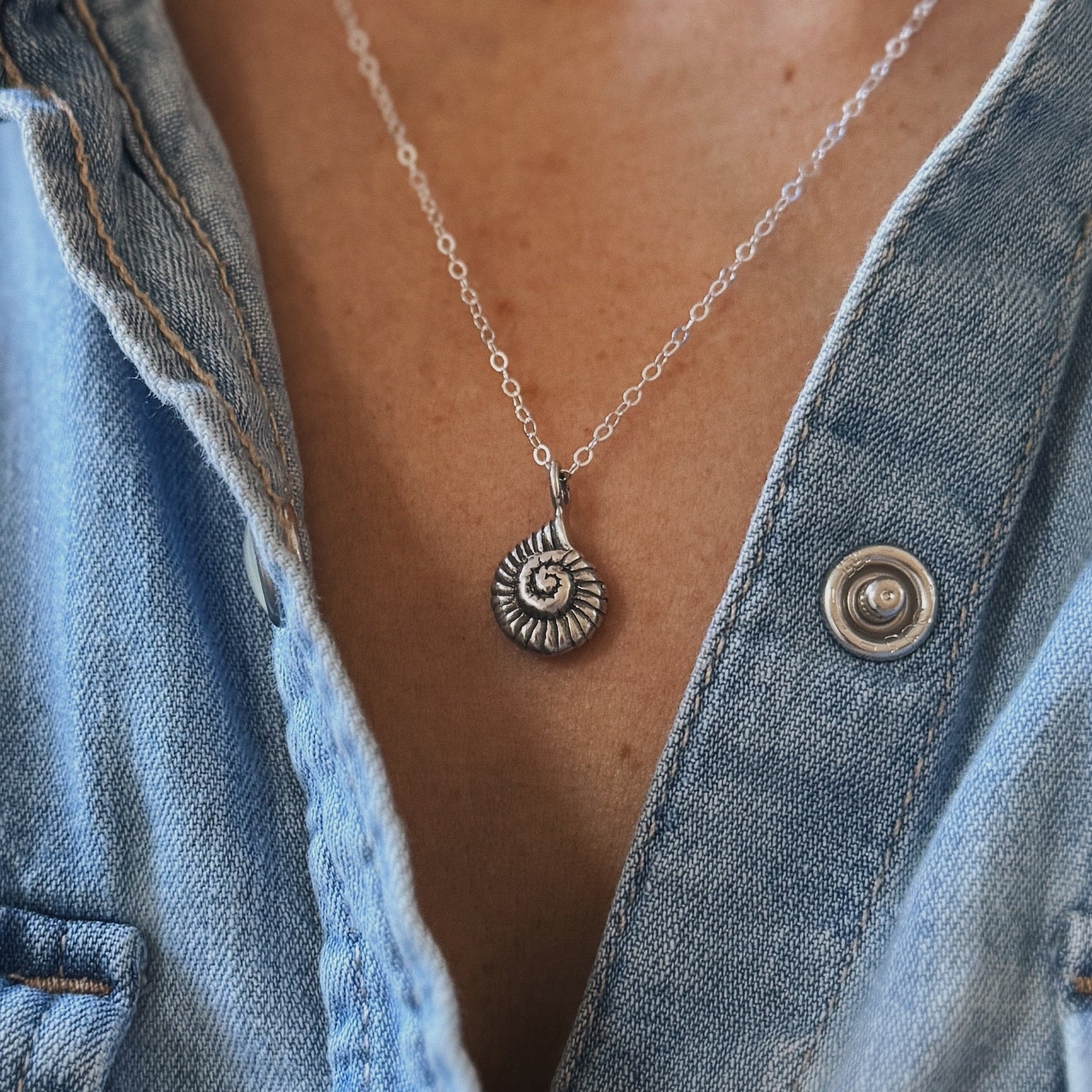 Sterling Silver Spiral Shell Snail Necklace