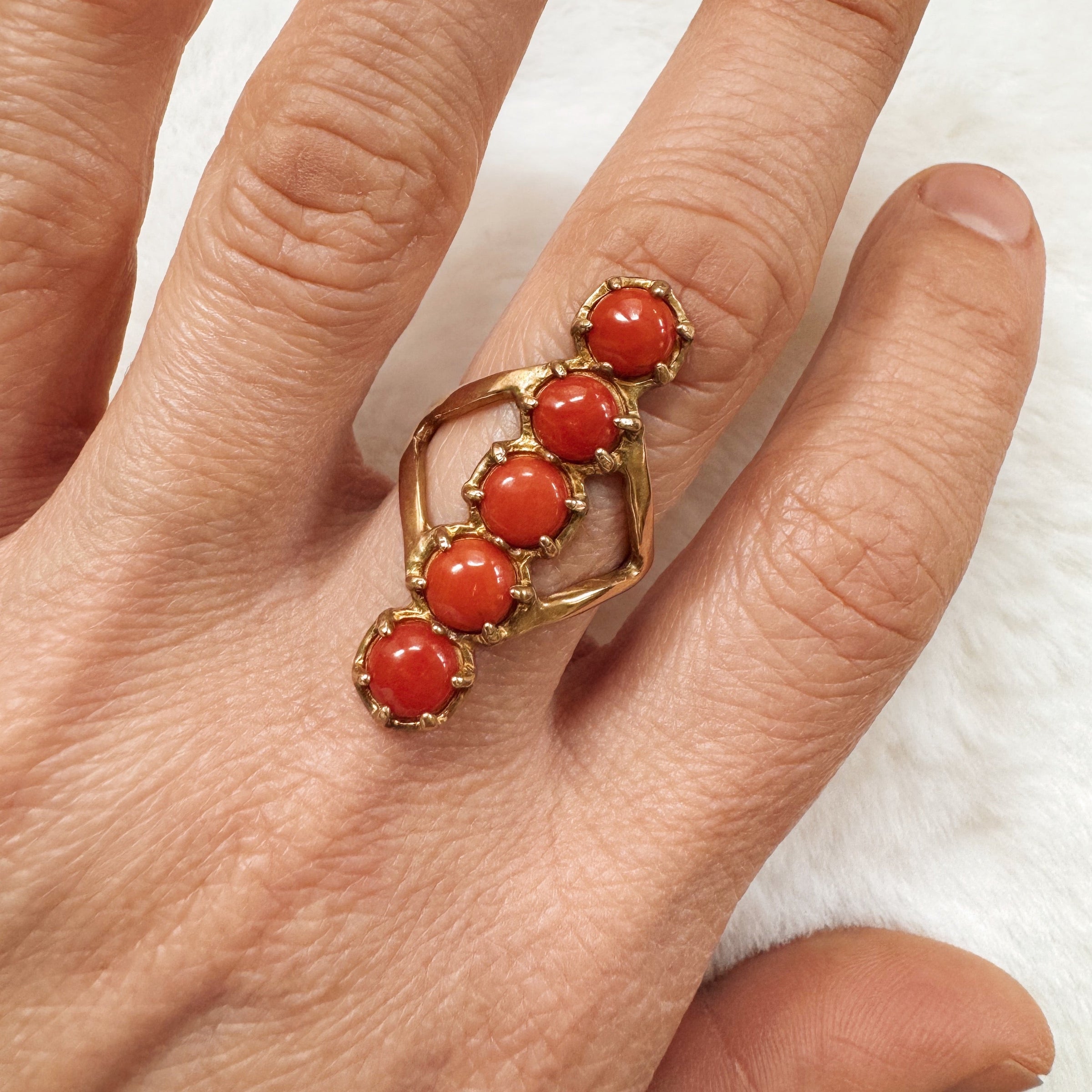 MIMOSA Handcrafted Carnelian Row Ring