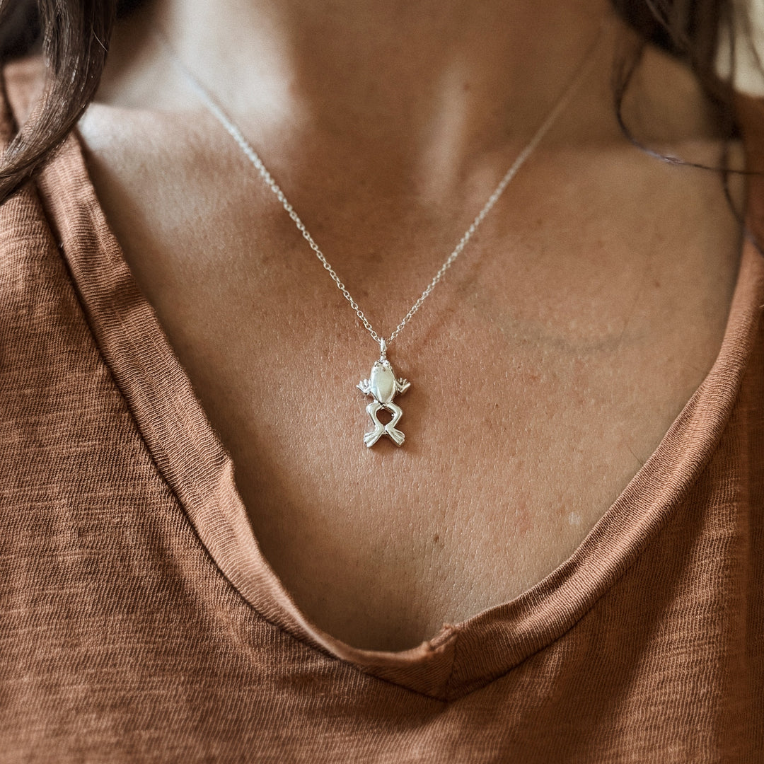 Frog Necklace in sterling silver 
