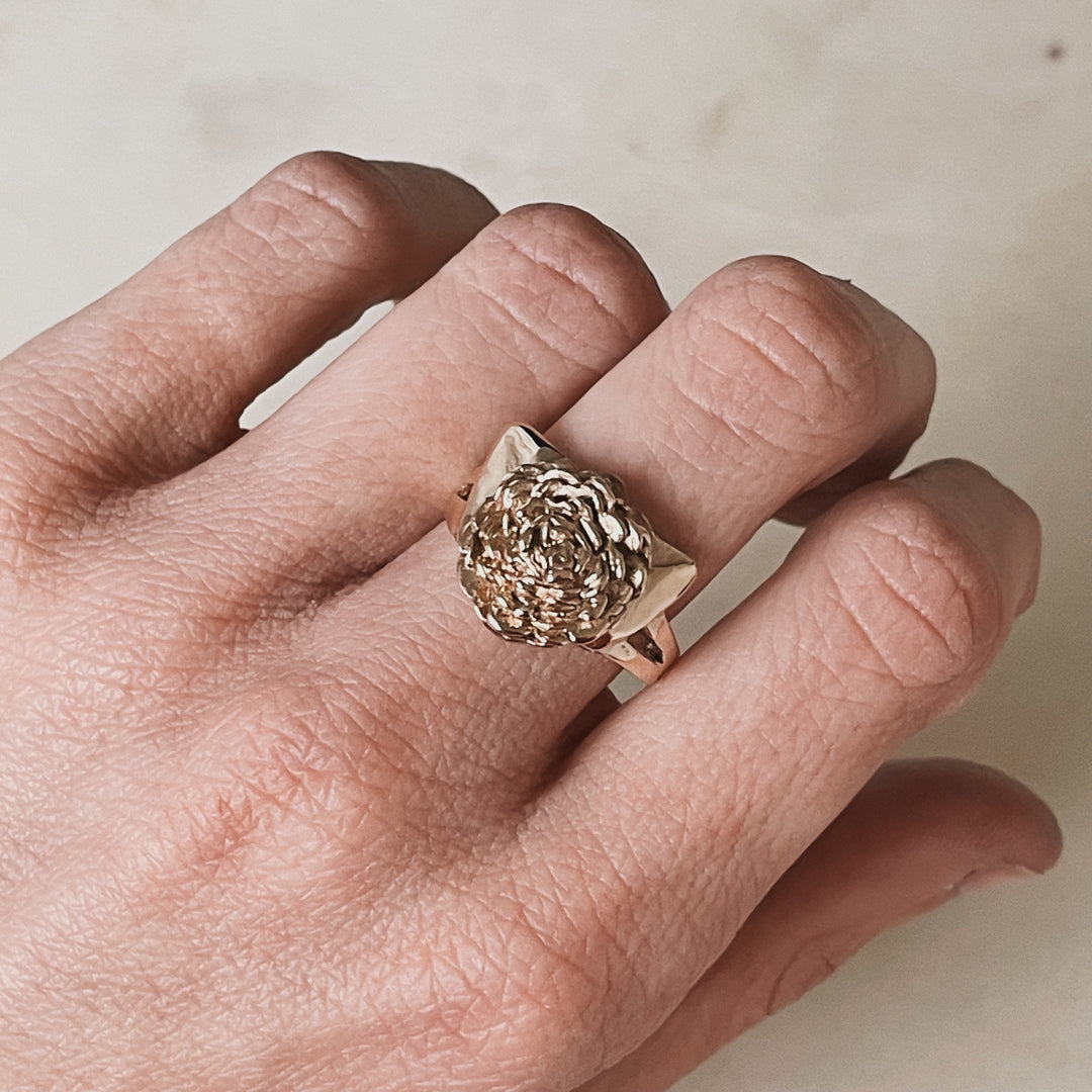Gold Camellia Flower Ring | MIMOSA Handcrafted