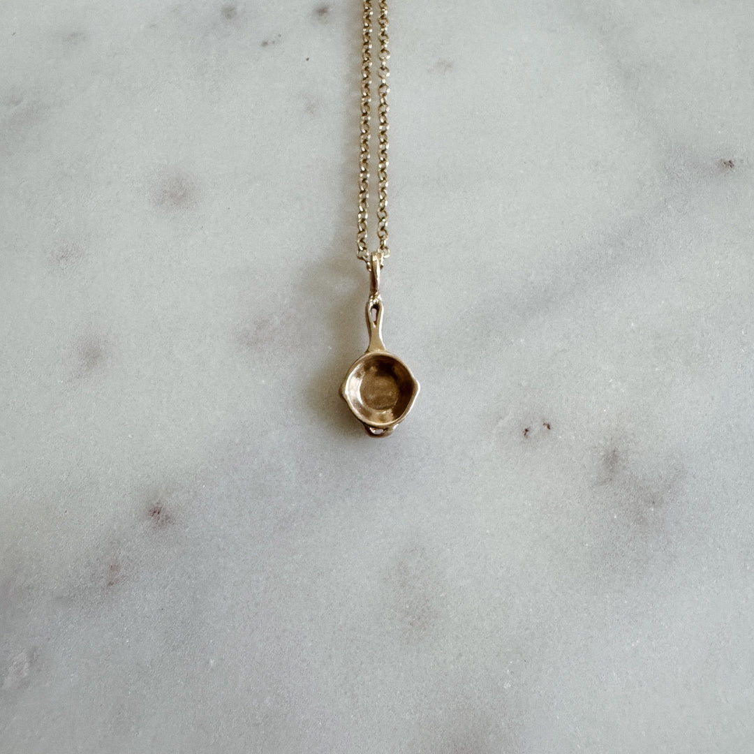 Cast Iron Skillet Pendant in Bronze | MIMOSA Handcrafted 
