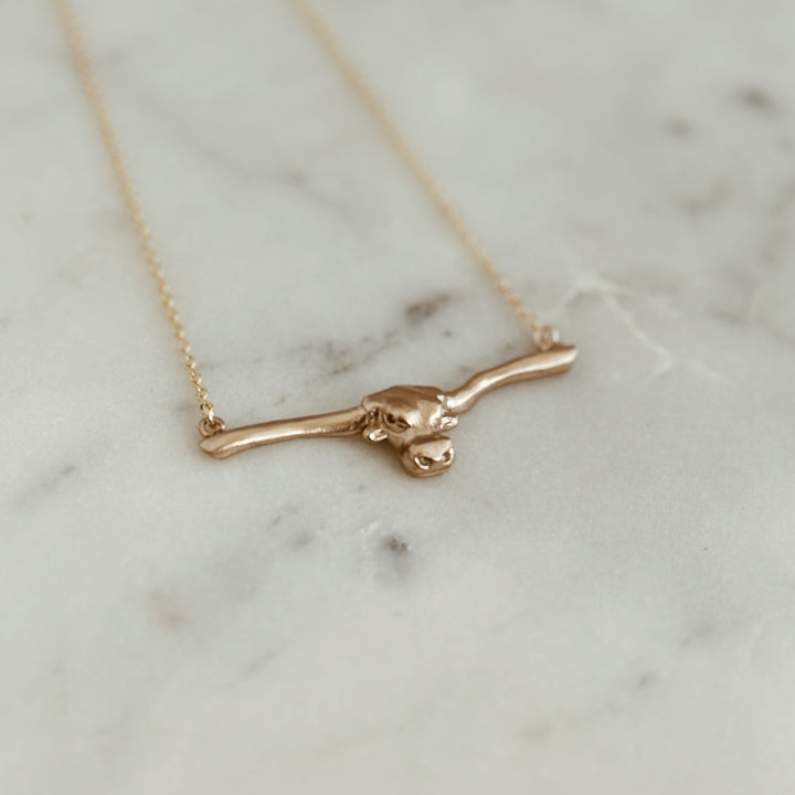 The MIMOSA Handcrafted Longhorn Bar Necklace in Bronze