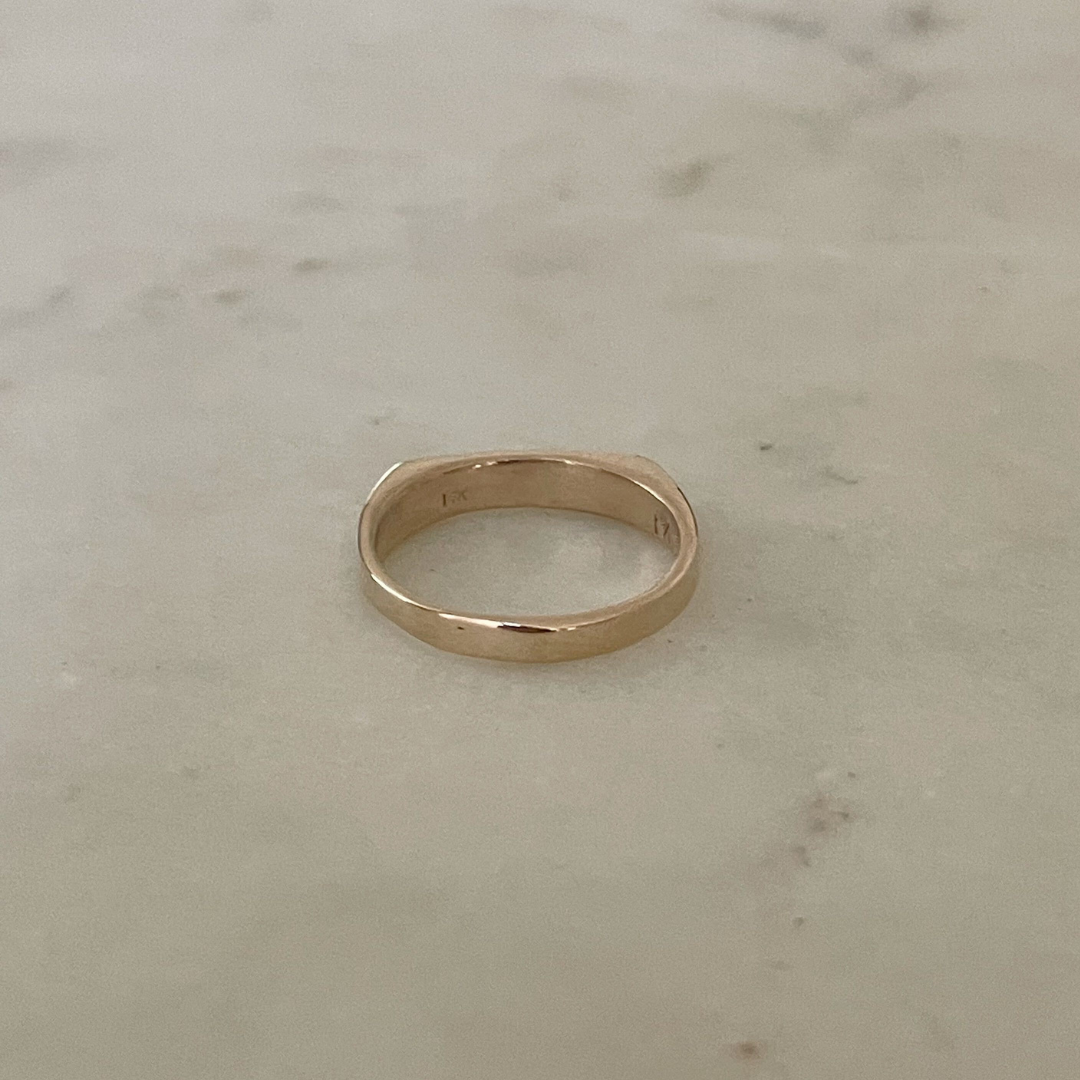 Engravable Signet Bar Ring in 14K Gold | MIMOSA Handcrafted