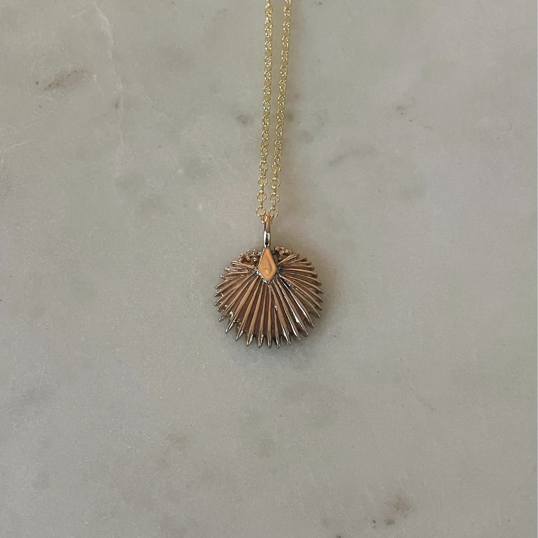 Small Gold Palmetto Leaf Pendant from MIMOSA Handcrafted