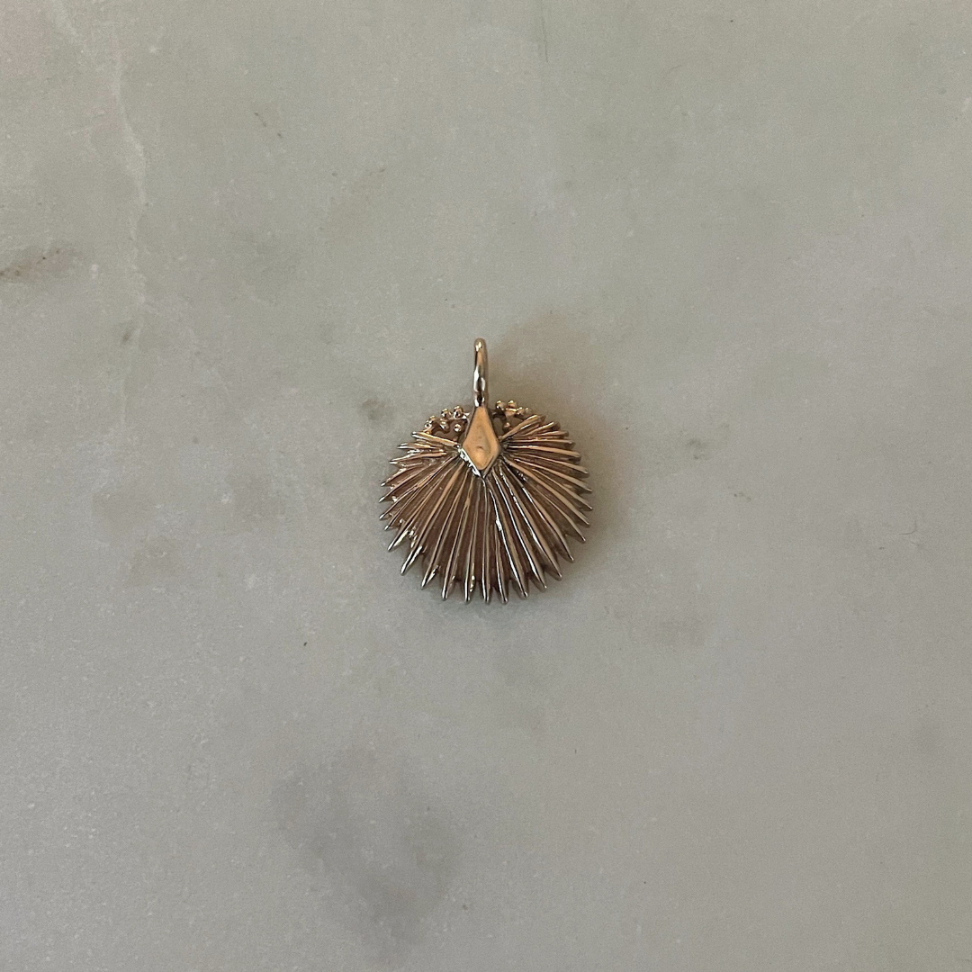 Small Gold Palmetto Leaf Pendant from MIMOSA Handcrafted