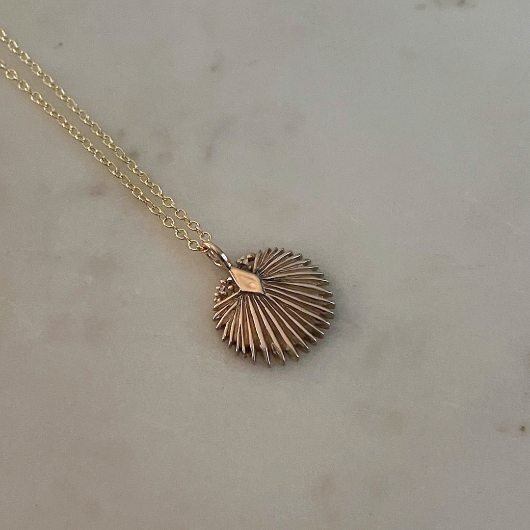 Small Gold Palmetto Leaf Pendant from MIMOSA Handcrafted