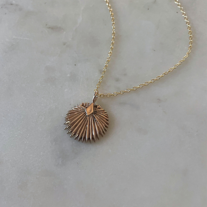 Small Gold Palmetto Leaf Pendant from MIMOSA Handcrafted