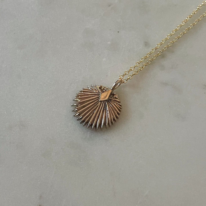 Small Gold Palmetto Leaf Pendant from MIMOSA Handcrafted
