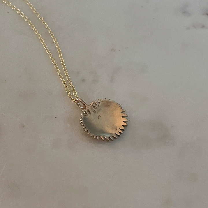 Small Gold Palmetto Leaf Pendant from MIMOSA Handcrafted